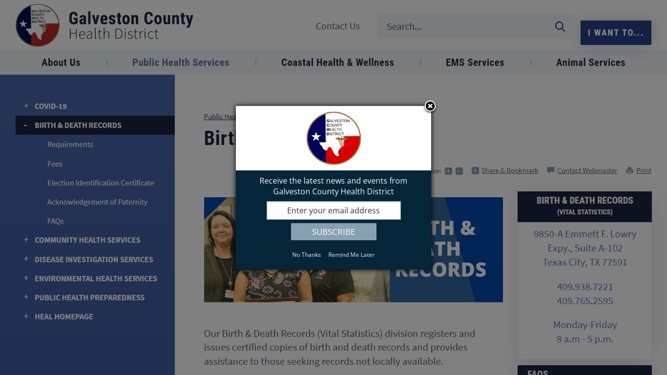 Birth & Death Records | Galveston County Health District